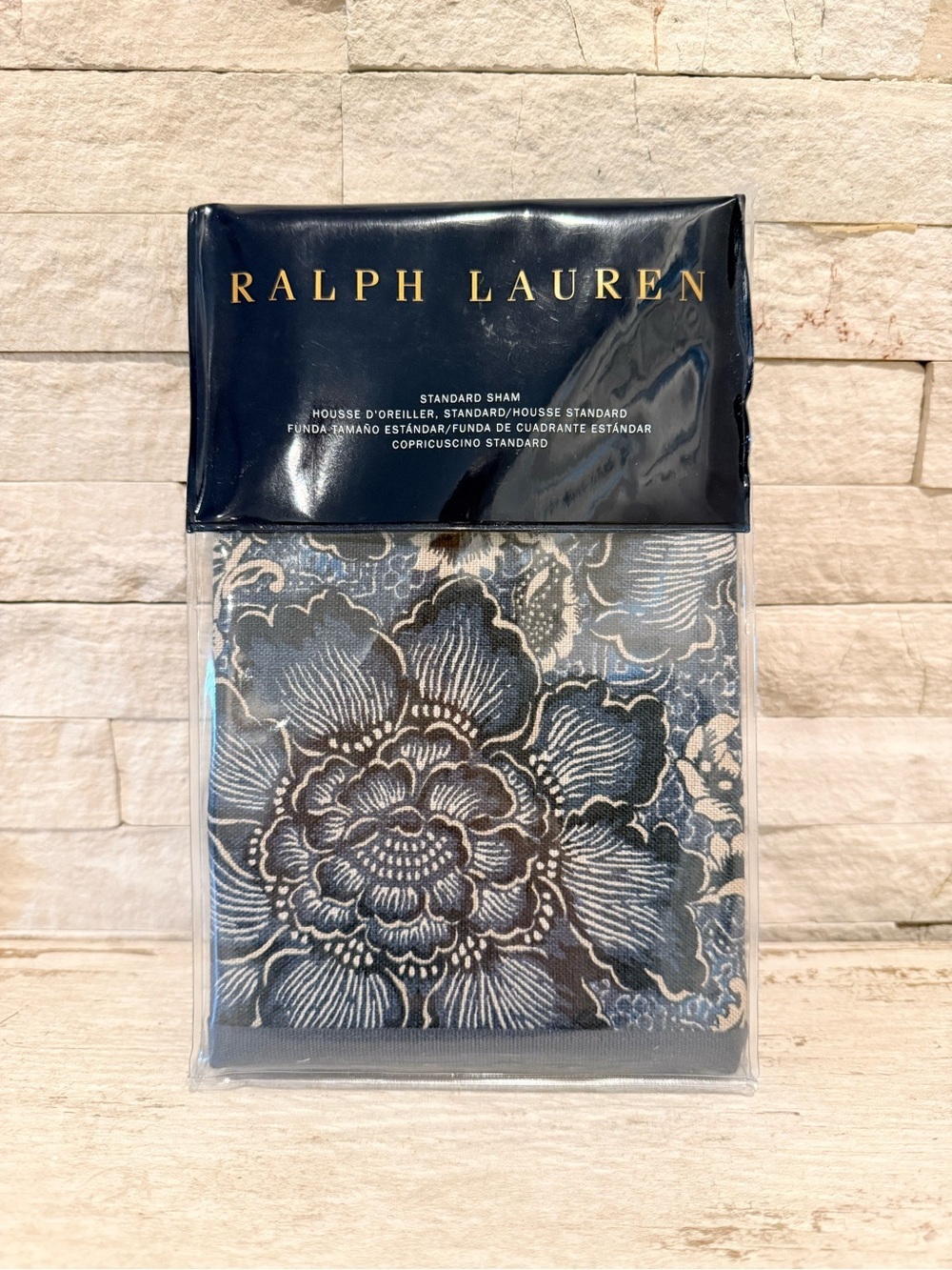 RALPH LAUREN KEATON DEEP INDIGO BLUE FLORAL COTTON STANDARD PILLOW SHAM $145 NWT - Picture 4 of 10